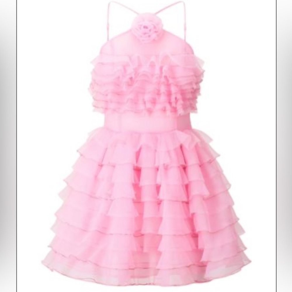 STAUD Pink Ruffled Mini Dress - Picture 3 of 13